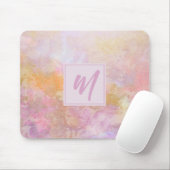 Pastel bloemen met chique script monogram muismat (Met muis)