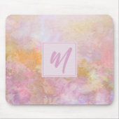 Pastel bloemen met chique script monogram muismat (Voorkant)