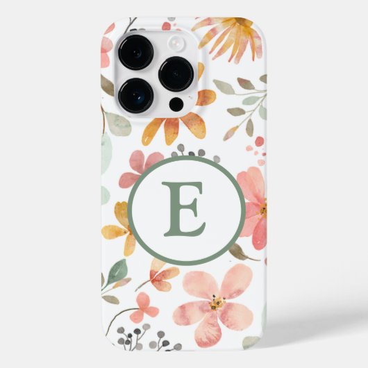 Pastel Bloemen Monogram iPhone Case (Achterkant)