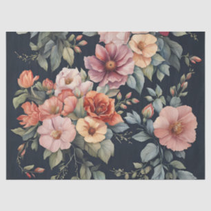 Pastel bloemen op donkere achtergrond decoupage tissuepapier