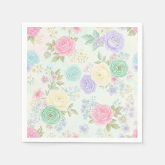 Pastel Bloemen Papier Party servetten