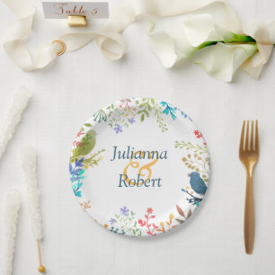Pastel bloemen papieren borden bordje