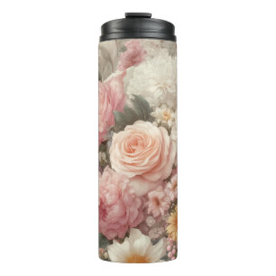 Pastel Bloemen Shabby Chic Roos Bloemig Thermosbeker