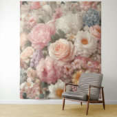 Pastel Bloemen Shabby Chic Roos Bloemmotief Wandkleed (In situ)