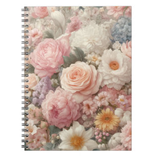 Pastel Bloemen Shabby Chic Roos Bloempatroon Notitieboek