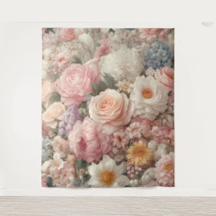 Pastel Bloemen Shabby Chic Roze Bloemmotief Wandkleed