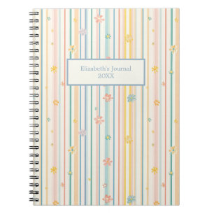 Pastel Bloemen Strepen Journaal Notitieboek