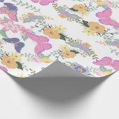 Pastel Bloemen Vlinders Cadeauverpakking Cadeaupapier (Hoek)