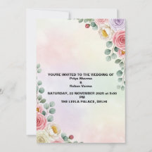 Pastel Bloemen Waterverf bruiloft Uitnodigen