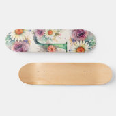 Pastel Bloemen Waterverf Monogram J Bloemen Daisy Skateboard (Horizontaal)