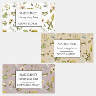 Pastel Bloemen Zeep Bars Elegante Lijm Labels