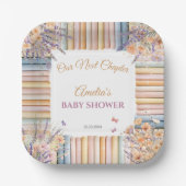 Pastel Bloemenboek Thema Baby shower Papieren Bordje (Voorkant)