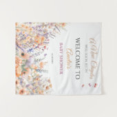 Pastel Bloemenboek Thema Baby shower Welkom Wandkleed (Voorkant (horizontaal))