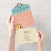 Pastel bloemenbruiloft all in one uitnodiging (Afscheurbaar)