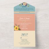 Pastel bloemenbruiloft all in one uitnodiging (Binnen)