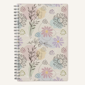 Pastel Bloemencollage – Chic Bloemmotief Geometris Notitieboek