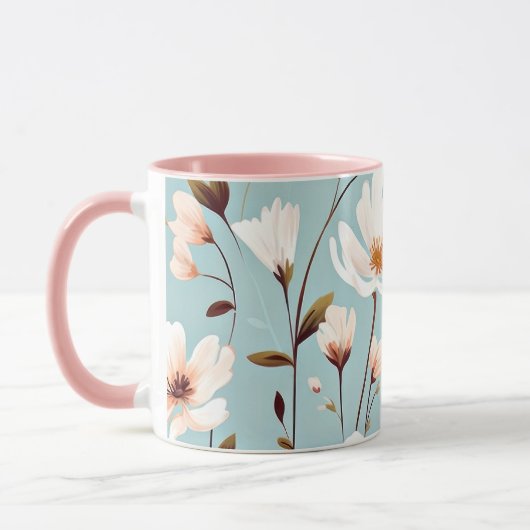  Pastel bloemenpatroon, AI gegenereerd, Mok (Links)