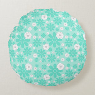 Pastel Bloemenpatroon MINT Rond Kussen