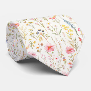 Pastel Bloemenpatroon Weide Stropdas