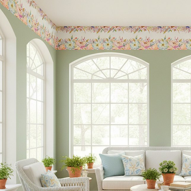 Pastel bloemenrand prints behang (Creator heeft geüpload)