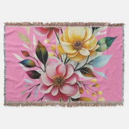 Pastel bloemenroze gele kunst vector deken