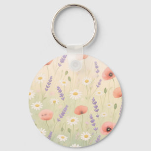 Pastel Bloemenweide Zachte Bloei Sleutelhanger