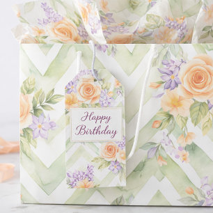 Pastel Bloemig Perzik Lavendel Salie Chevron Verja Groot Cadeauzakje