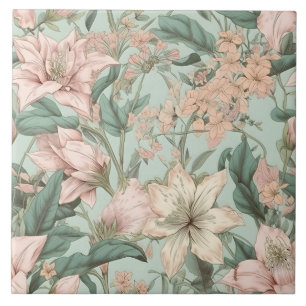 Pastel Bloemige Lelies Tegeltje