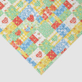 Pastel Bloemige Patchwork Picknick Patroon Tissuepapier (Detail)