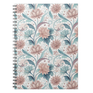 Pastel Bloemige Werveling Mooie Bloemen Patroon Ku Notitieboek