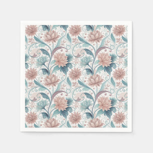 Pastel Bloemige Werveling Mooie Bloemen Patroon Ku Servet