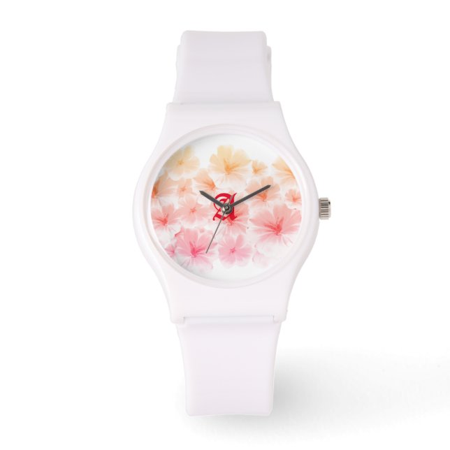 Pastel bloemkunst waterverf Gepersonaliseerd Horloge (Voorkant)