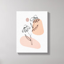 Pastel Bloemlijn Kunst – Modern Canvasprint