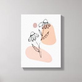Pastel Bloemlijn Kunst – Modern Canvasprint Canvas Afdruk