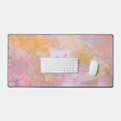 Pastel Bloemmotief Chic Script Monogram Bureaumat (Keyboard & Muis)