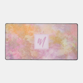 Pastel Bloemmotief Chic Script Monogram Bureaumat