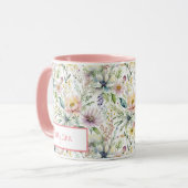 pastel bloemmotief gepersonaliseerd mok (Voorkant links)