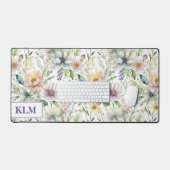  pastel bloemmotief monogram bureaumat (Keyboard & Muis)