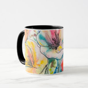 Pastel bloemontwerp mok