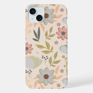 Pastel Bloempatroon – Zachte Esthetische Bloem iPhone 15 Plus Case