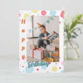 Pastel bloemverjaardagsfoto Verjaardagskaart Kaart (Staand voorkant)