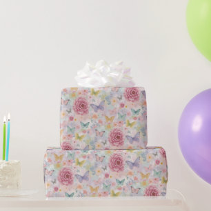 Pastel Bloemvlinder / Zachte Tuin Cadeaupapier