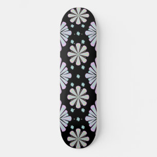 Pastel Bloemvormen op Zwarte Achtergrond Skateboard