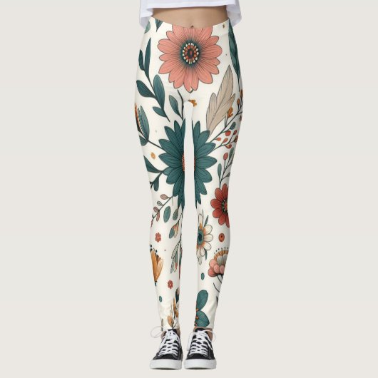 Pastel bloesems leggings (Voorkant)