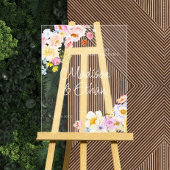 Pastel Bloom Floral Wedding Welcome Acryl Bord