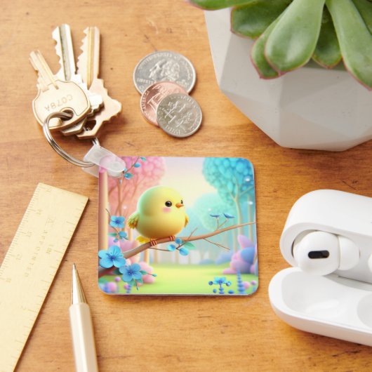 Pastel Bloom Keychain — Floral Charm for Bags & Ke (Bureau)