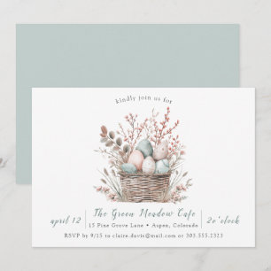 Pastel Bloom Pasen Mandje Brunch Kaart
