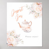 Pastel Blooms Bruids Tea Party Dessert Bar Poster (Voorkant)