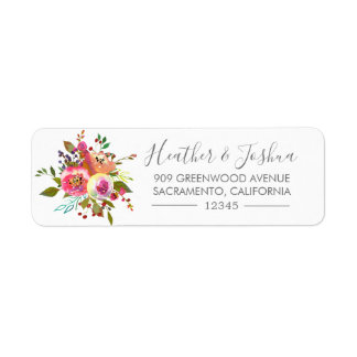 Pastel Blooms Fantasy Floral Return Address Etiket
