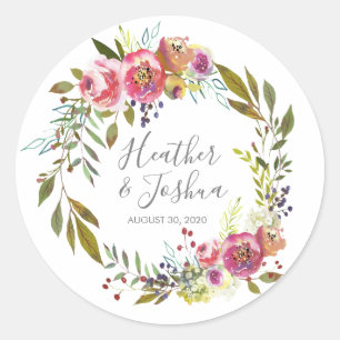 Pastel Blooms Fantasy Floral Wedding Ronde Sticker